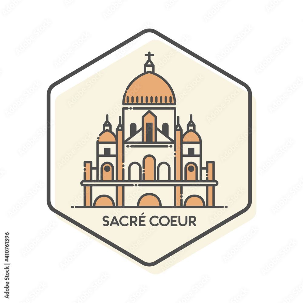 Sacre Coeur Outline Icon Paris France Simple Icon - landmarks building icon - line icon