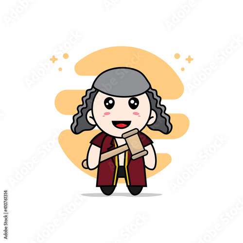 Cute lawyer character design wearing judge costume.