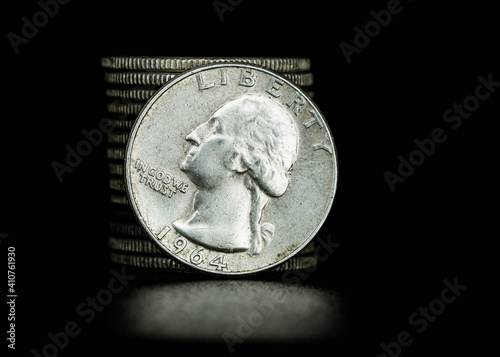 quarter coins on black
