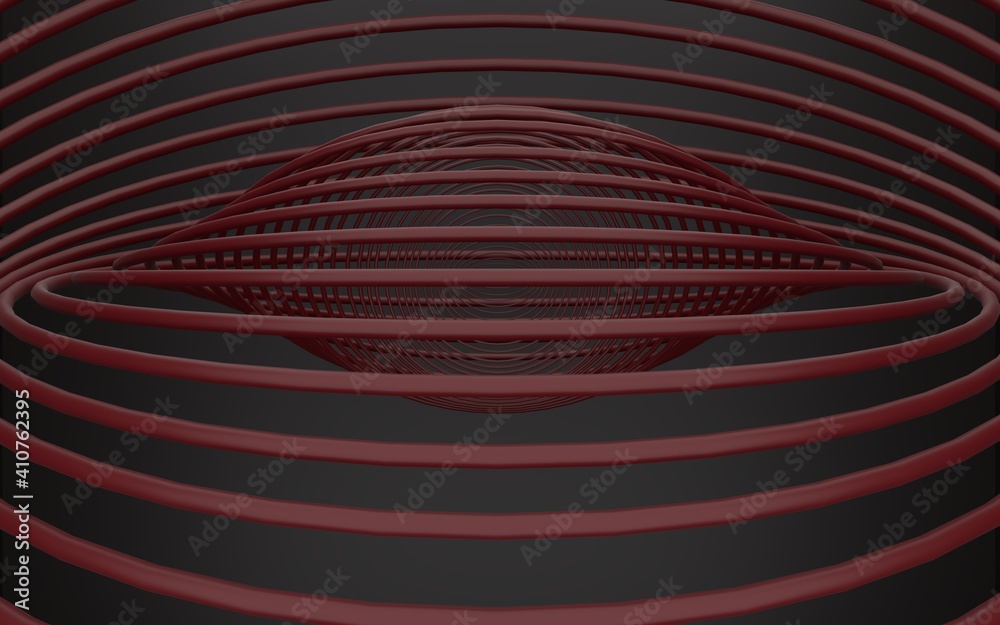 3d illustration of red hoops on a black background. 3d illustration of red hoops on a black background.