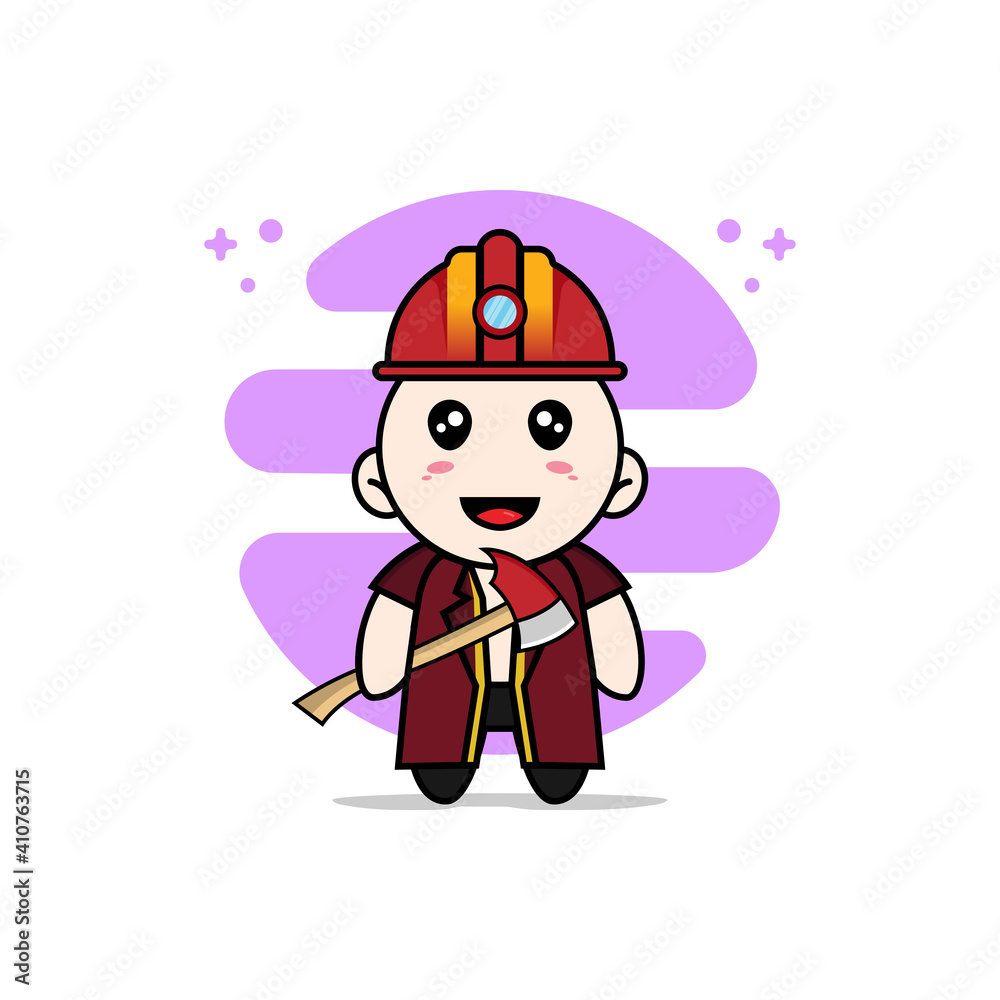 Cute lawyer character wearing miners costume. Cute lawyer character wearing miners costume.