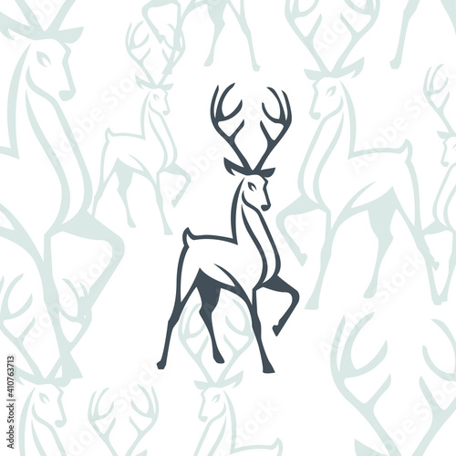 Creative line art deer with variant color