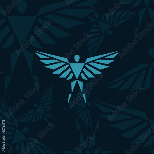 Creative angel shape with combination triangle for logo icon. Available variant color photo