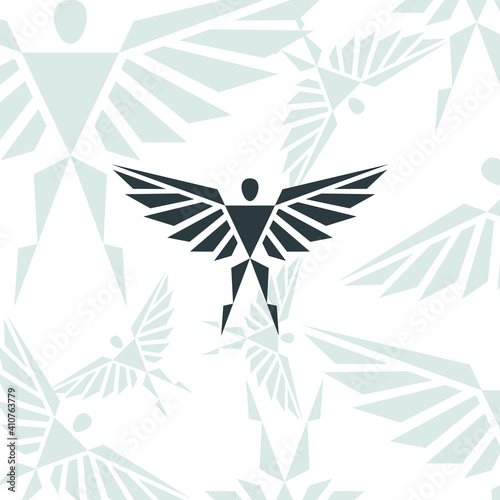 Creative angel shape with combination triangle for logo icon. Available variant color