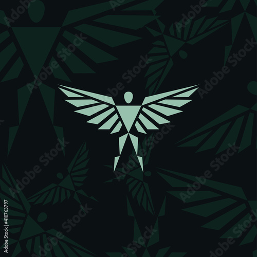 Creative angel shape with combination triangle for logo icon. Available variant color