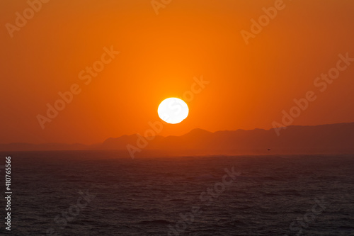 Japan Sunset along the Pacific Coast near Tokyo. The sky is stunning with many colors. Amazing.