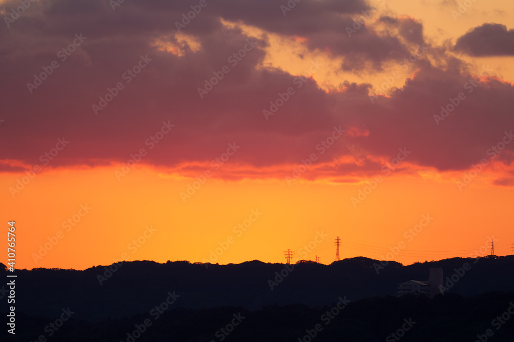 Japan Sunset along the Pacific Coast near Tokyo. The sky is stunning with many colors. Amazing. Japan Sunset along the Pacific Coast near Tokyo. The sky is stunning with many colors. Amazing.
