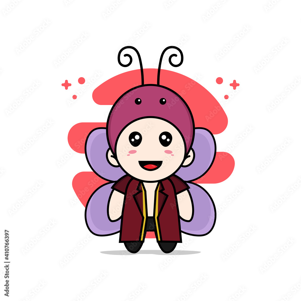Cute lawyer character wearing butterfly costume.