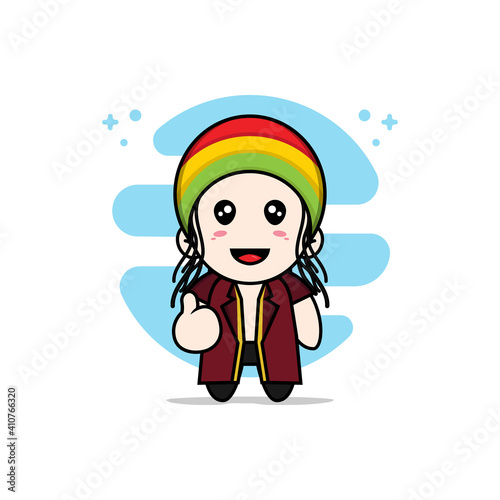 Cute lawyer character wearing reggae costume.