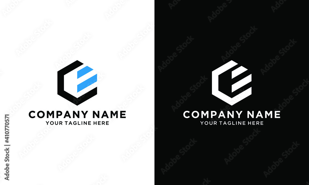 letters ce abstract hexagon logo vector design template on a black and white background. - obrazy, fototapety, plakaty 
