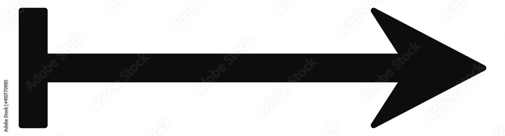 Small and simple black arrow pointing to the right, illustration, vector on white background. - obrazy, fototapety, plakaty 