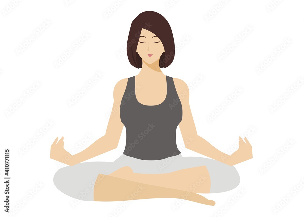 Young woman practicing yoga. Simple flat illustration Young woman practicing yoga. Simple flat illustration