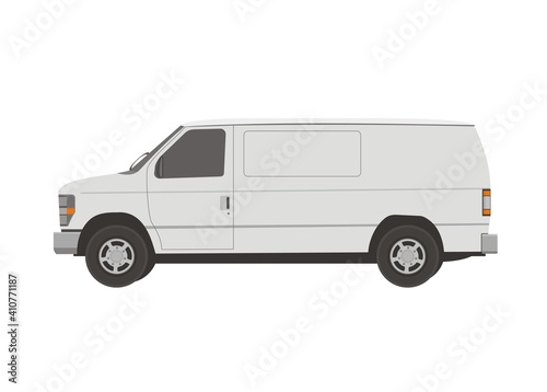 White delivery van. Simple flat illustration © supirloko89