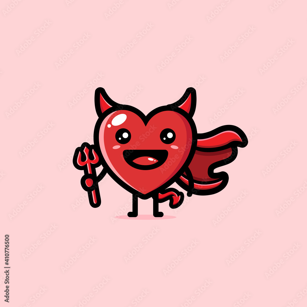 Fototapeta premium cute love shape devil vector design