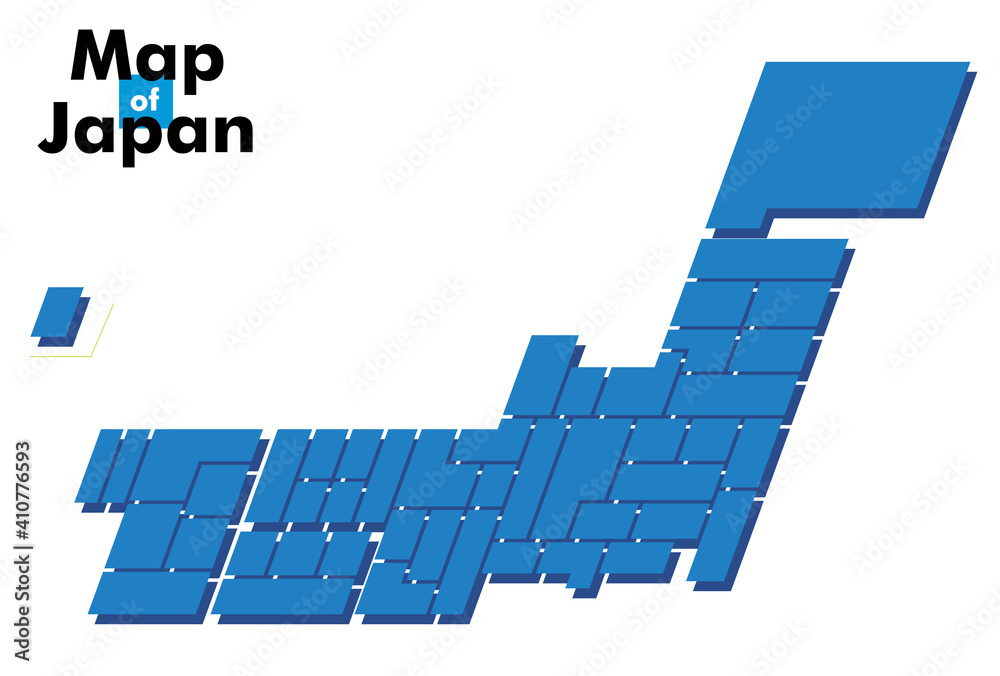 簡略化の四角形キューブで構成された都道府県別日本地図日本列島のイラスト斜体 ベクターデータmap Of Japan Stock Vector Adobe Stock
