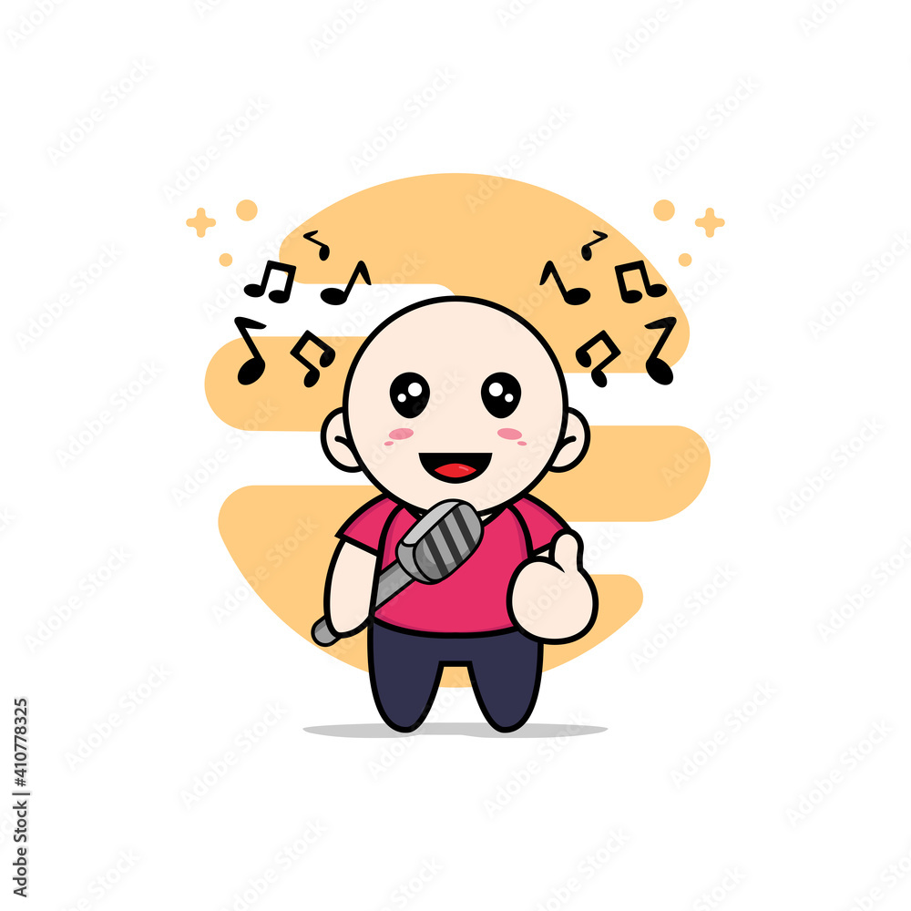 Fototapeta premium Cute kids character wearing singer costume.
