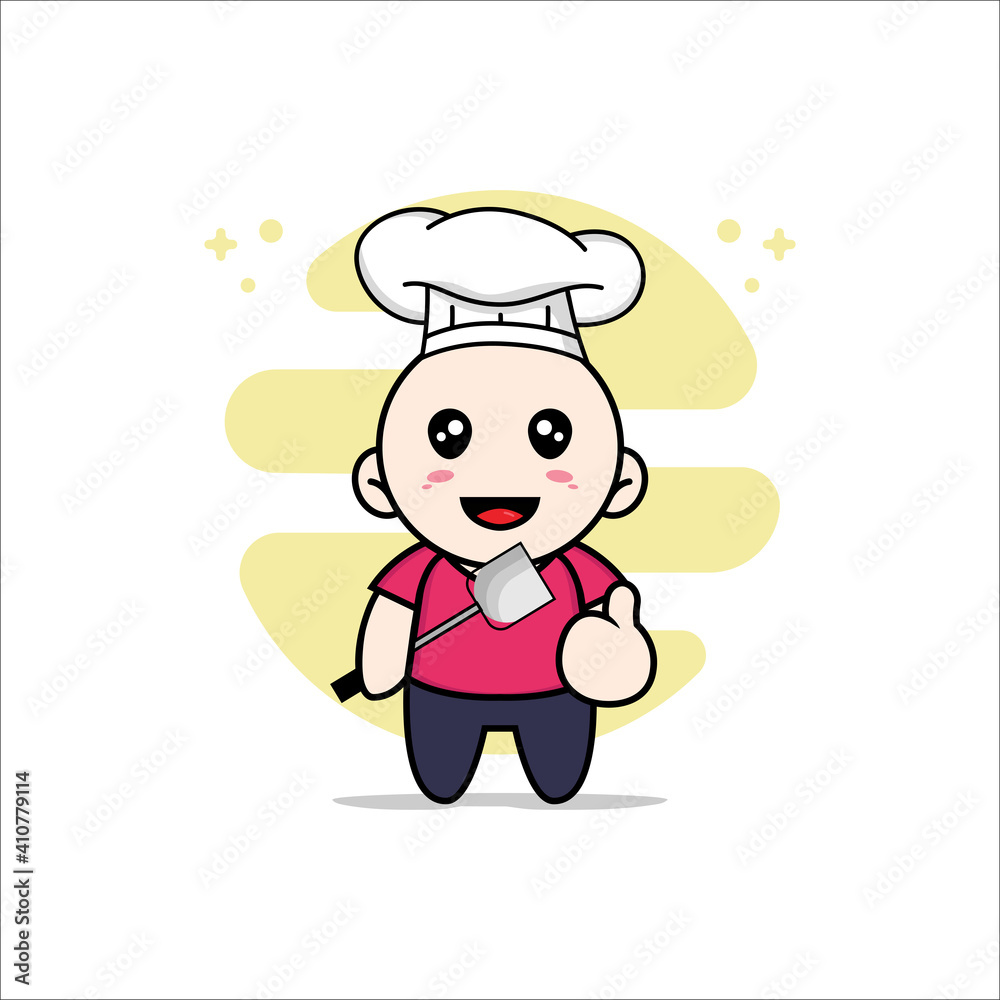 Fototapeta premium Cute kids character wearing chef costume.