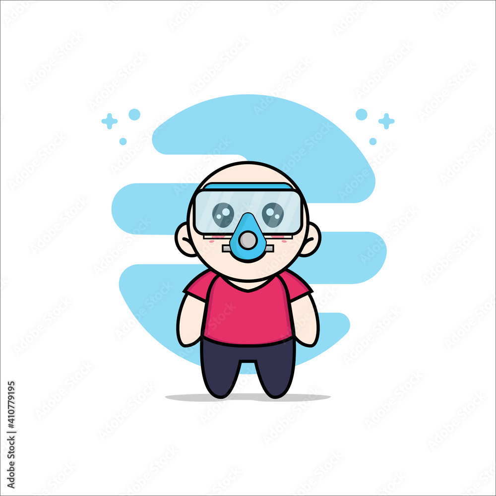Cute kids character wearing divers costume. Cute kids character wearing divers costume.