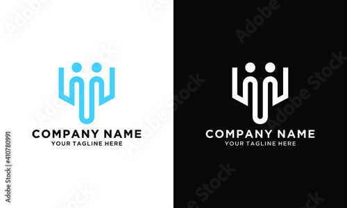 design logo letter m and people vector