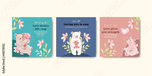 advertise template with loving you concept design for marketing and business watercolor vector illustration