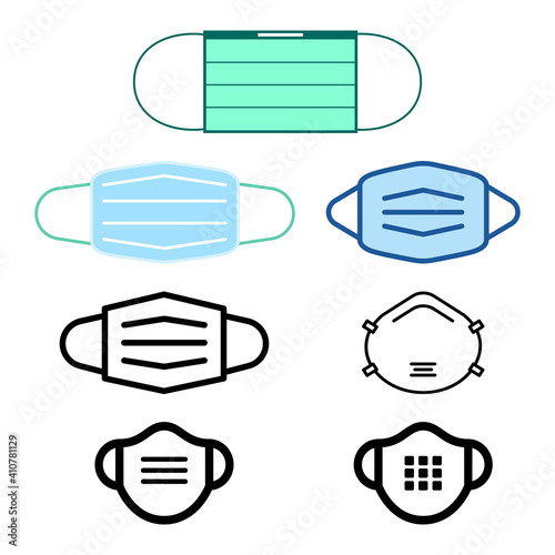 Medical face mask illustration, mouth guard. Hospital or pollution protect face masking.
