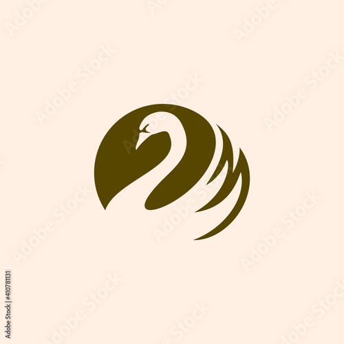 simple swan logo vector.
Abstract minimalistic logo icon bird silhouette of a swan
