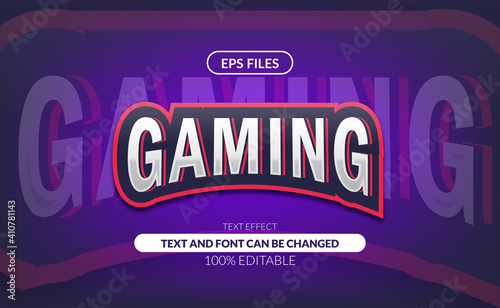 Gaming e-sport or sport club logo editable text effect. eps vector files