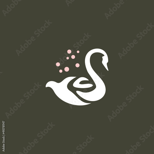 simple swan logo vector. Abstract minimalistic logo icon bird silhouette of a swan 