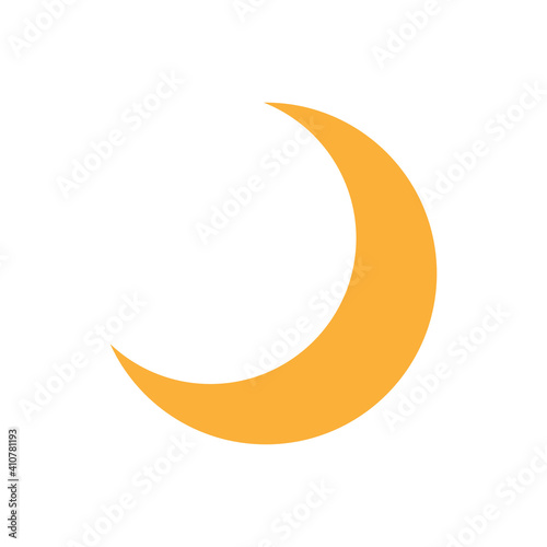 orange crescent basic simple shapes isolated on white background, geometric crescent icon, 2d shape symbol crescent