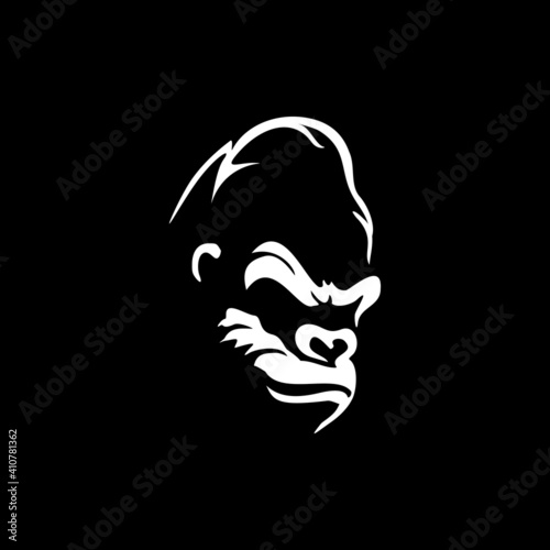 angry gorilla head logo template vector. 
Monkey face logo template vector. Ape logo template