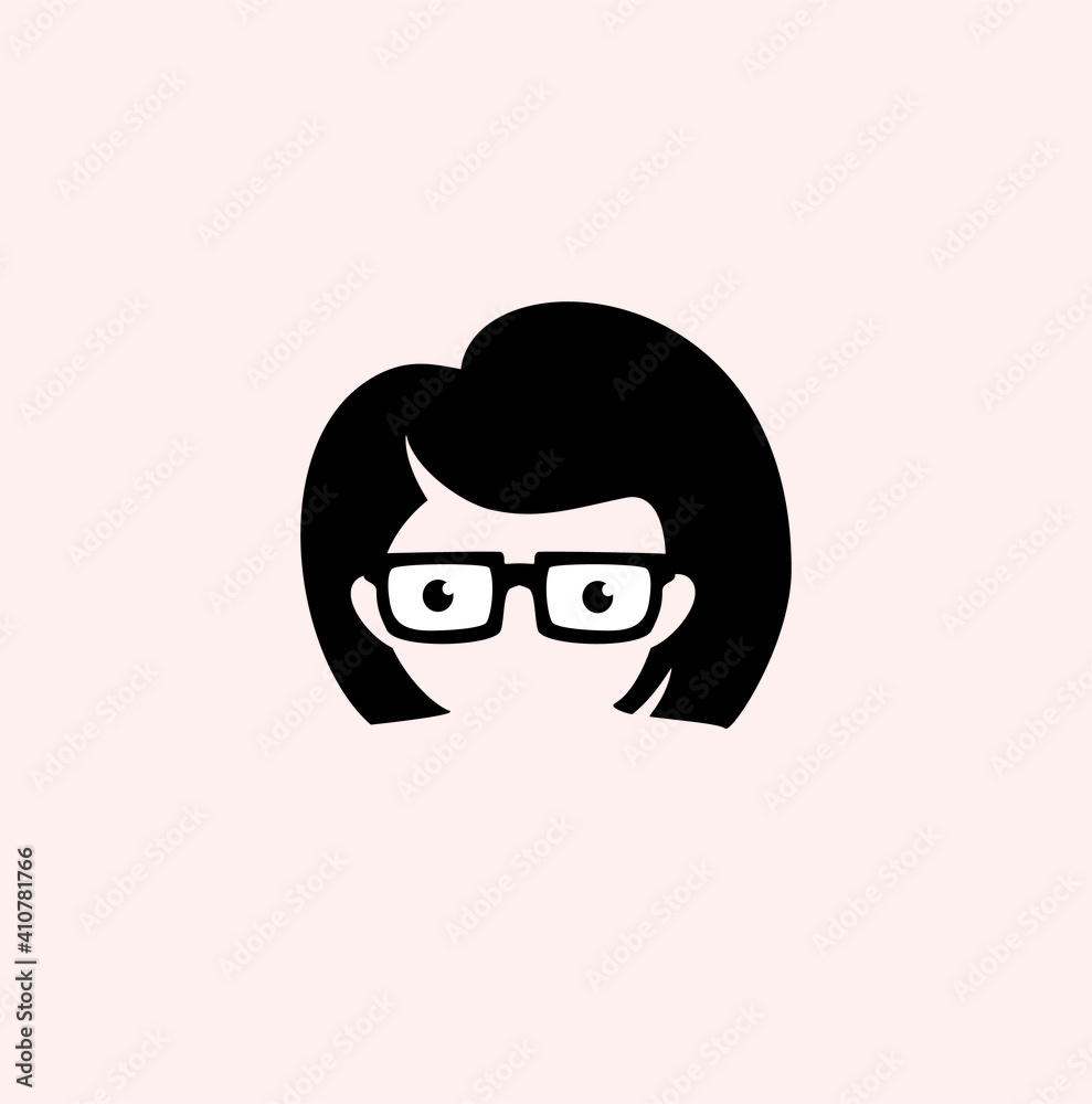 kid with hair and glasses for Geek Logo, Vector Logo template kid with hair and glasses for Geek Logo, Vector Logo template