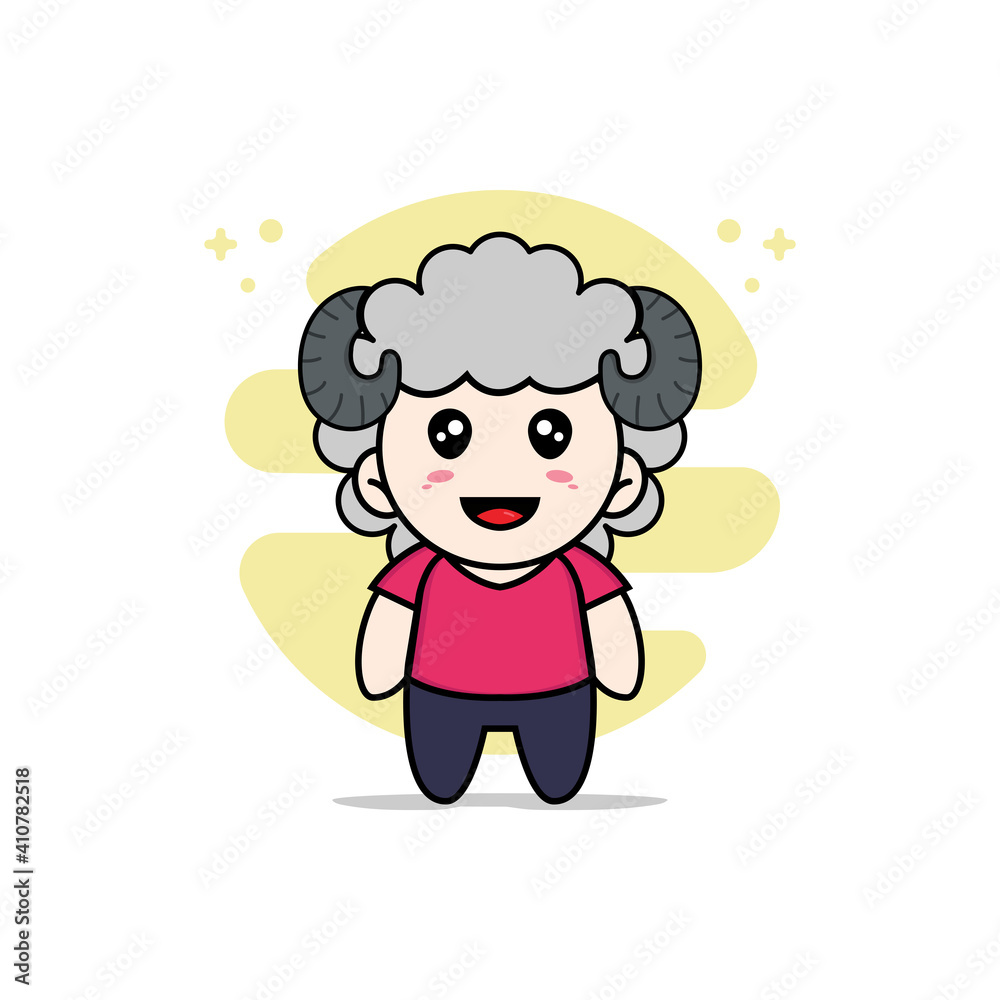 Cute kids character wearing sheep costume. Cute kids character wearing sheep costume.