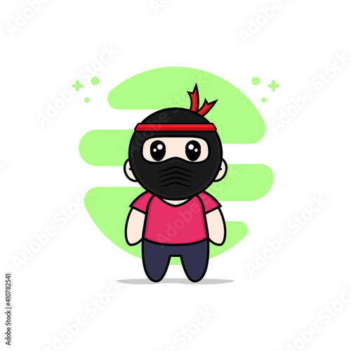 Wallpaper Mural Cute kids character wearing ninja costume. Torontodigital.ca