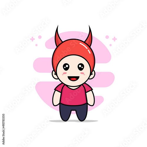 Cute kids character wearing devil costume.