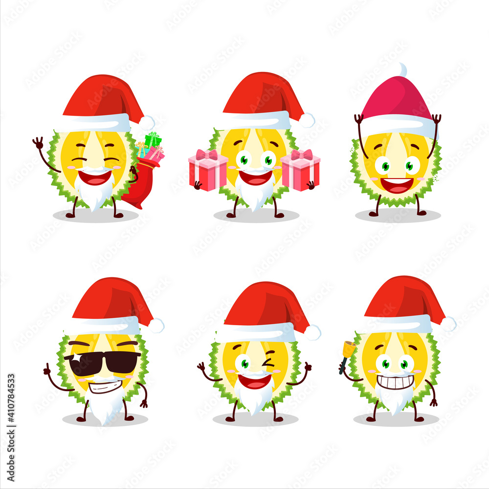 Santa Claus emoticons with slice of durian cartoon character Santa Claus emoticons with slice of durian cartoon character