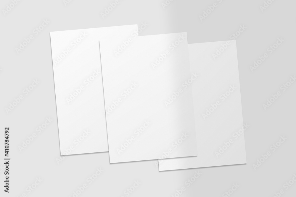 Realistic blank A4 flyer brochure for mockup. Paper or poster illustration. 3D Render. Realistic blank A4 flyer brochure for mockup. Paper or poster illustration. 3D Render.
