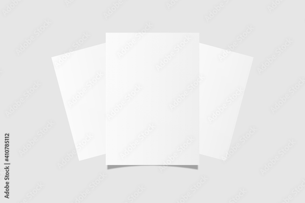 Realistic blank A4 flyer brochure for mockup. Paper or poster illustration. 3D Render. Realistic blank A4 flyer brochure for mockup. Paper or poster illustration. 3D Render.