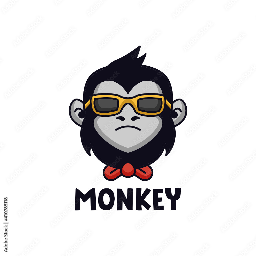 Simple monkey head logo design mascot