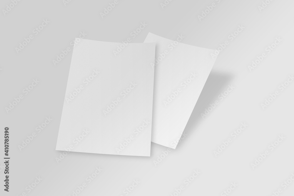 Realistic blank A4 flyer brochure for mockup. Paper or poster illustration. 3D Render. Realistic blank A4 flyer brochure for mockup. Paper or poster illustration. 3D Render.