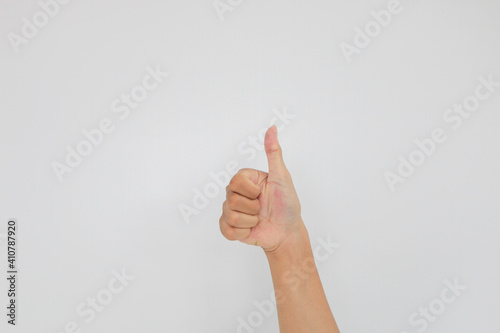 Hand tumb sign. Isolated on white background