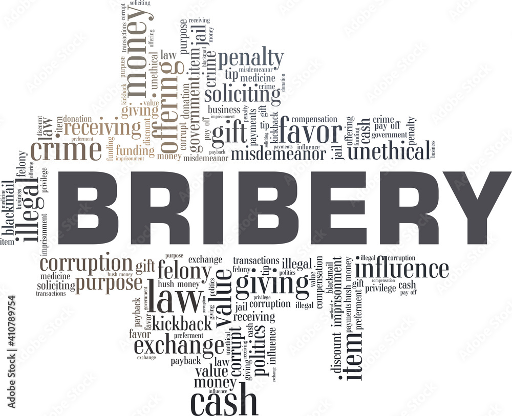 Bribery vector illustration word cloud isolated on a white background. Bribery vector illustration word cloud isolated on a white background.