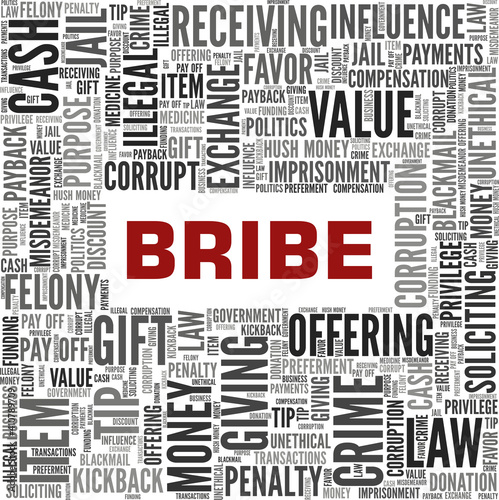 Bribe vector illustration word cloud isolated on a white background.