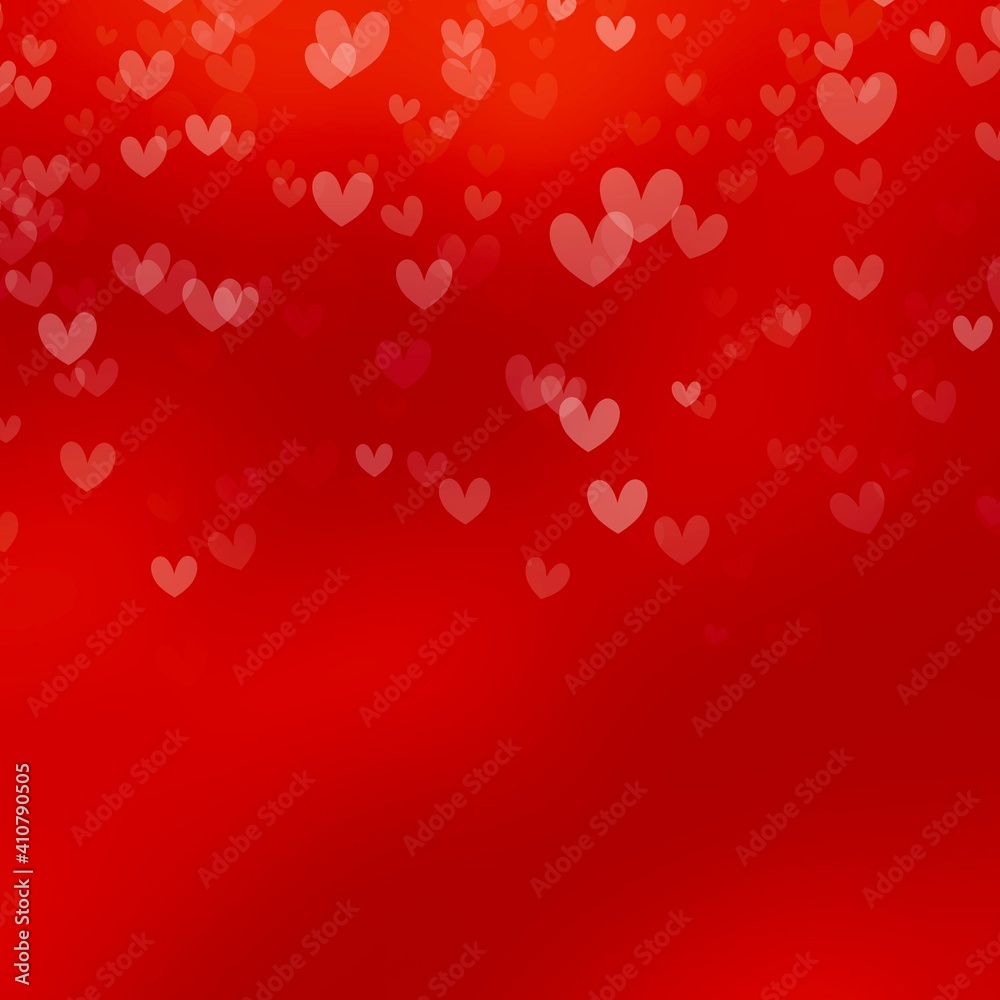 Abstract Heart light with bokeh square template background in Valentine's Day 