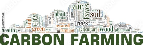Carbon farming vector illustration word cloud isolated on a white background.