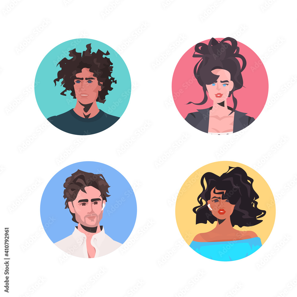 set mix race people profile avatars beautiful man woman faces male female cartoon characters collection portrait vector illustration set mix race people profile avatars beautiful man woman faces male female cartoon characters collection portrait vector illustration