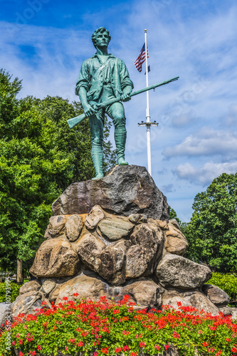 Minuteman Patriot Statue Battle Green Common Lexington Massachusetts photo