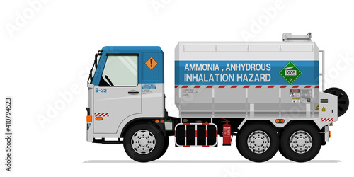 Isolated ammonia truck on white background