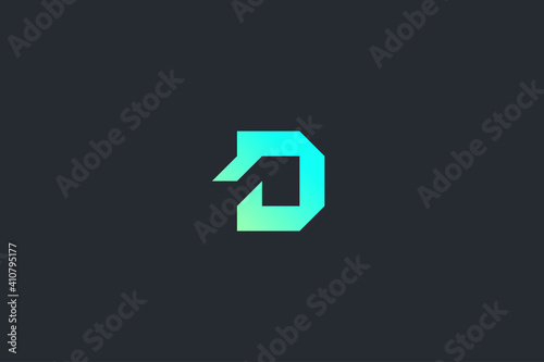 Futuristic Geometric Letter D Dark Background Logo Monogram Template