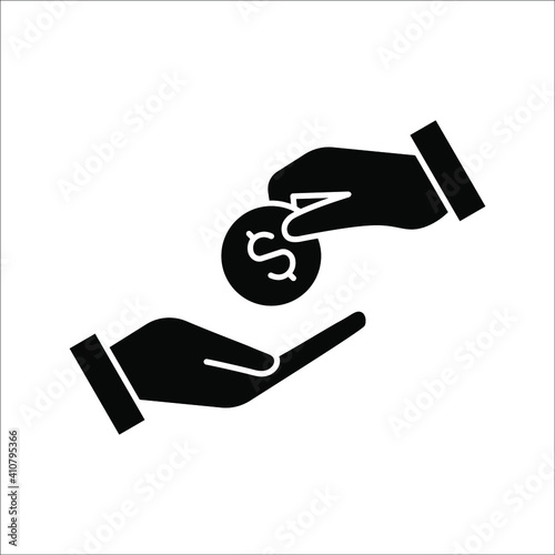 Save money icon, salary money, Hand holding dollar vector illustration on white background. eps 10