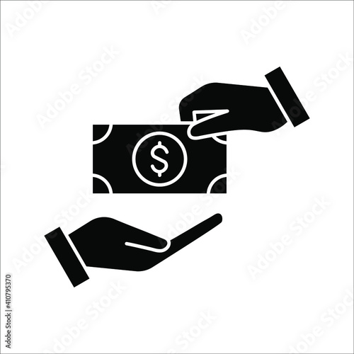 Save money icon, salary money, Hand holding dollar vector illustration on white background. eps 10